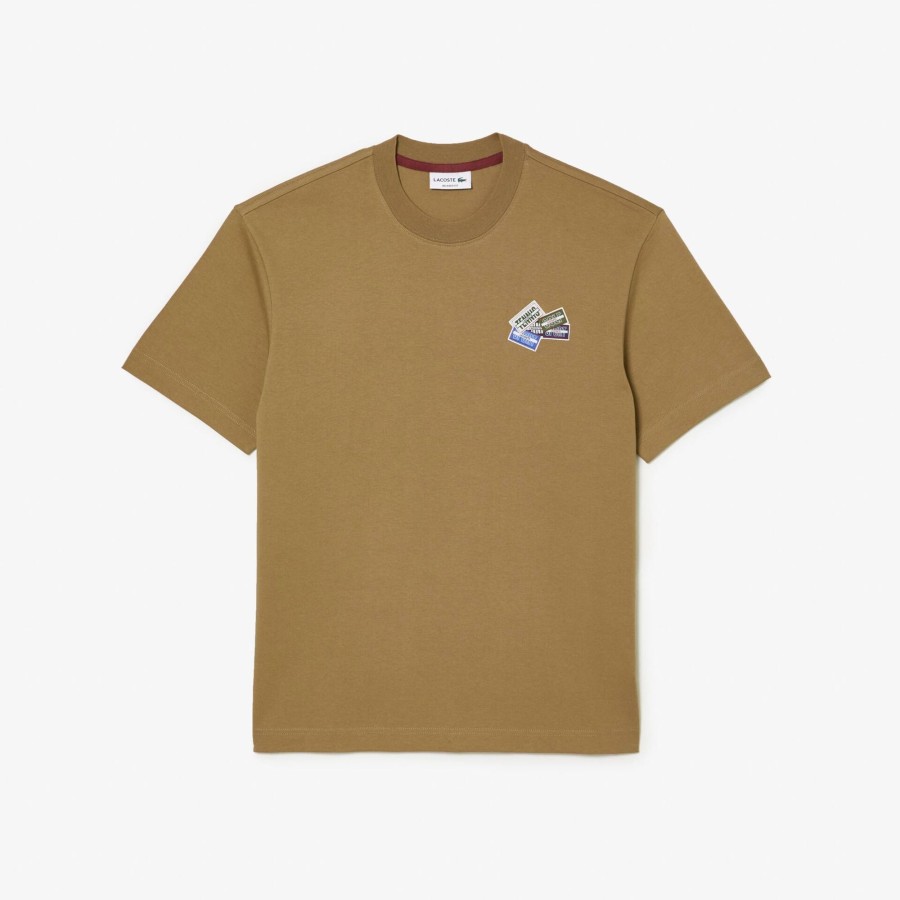 Men Lacoste T-Shirts | Heavy Cotton Jersey Multi Badge T-Shirt Brown