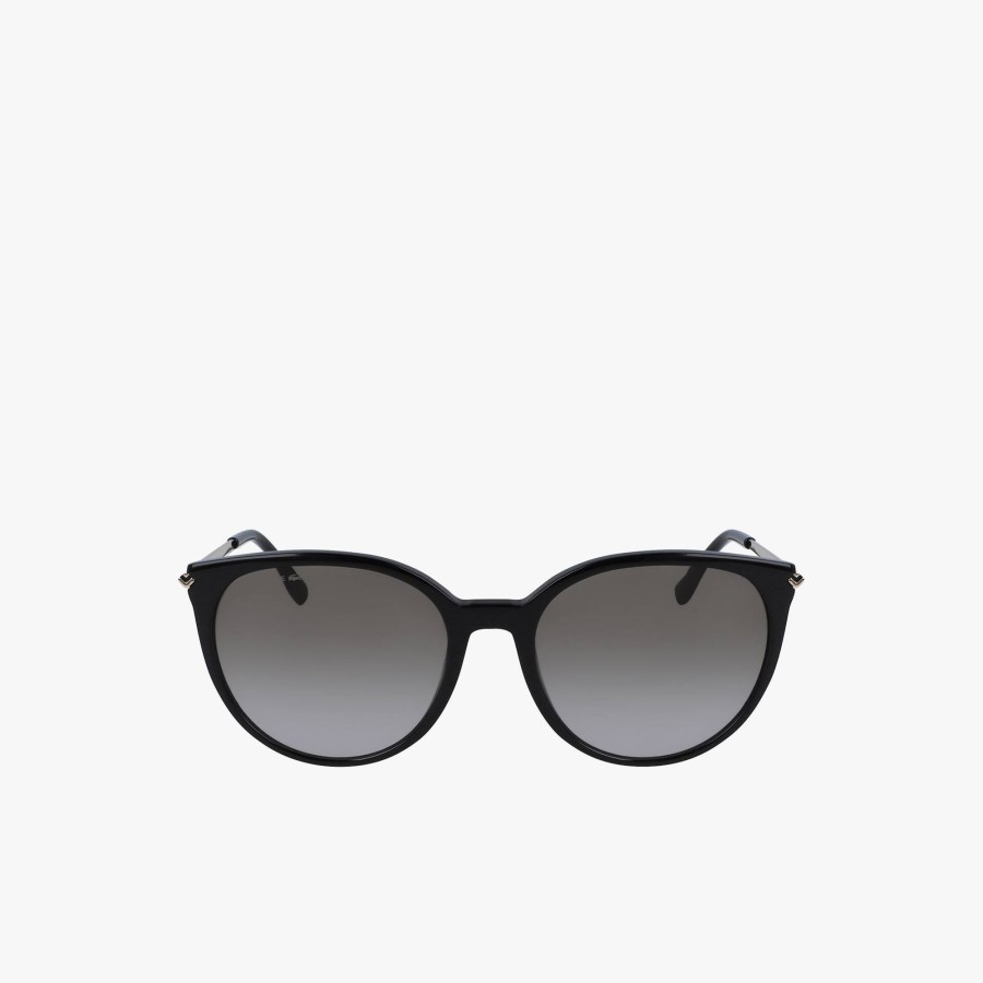 Women Lacoste Sunglasses | Oval Acetate La Piquee Sunglasses Matte Black 001