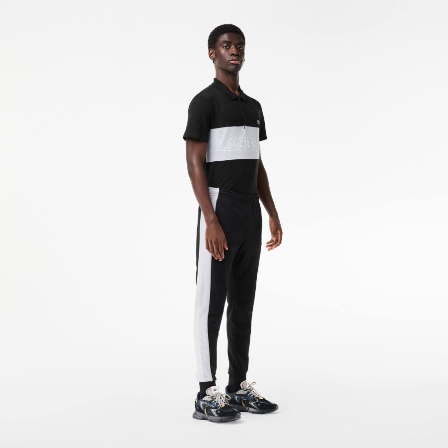 Men Lacoste Trousers & Shorts | Colourblock Jogger Track Pants Black / Grey Chine