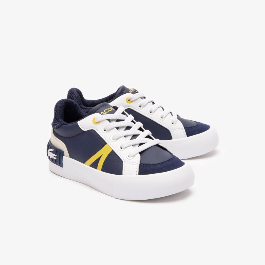 Kids Lacoste Shoes | Infants' L004 Trainers Navy / Yellow 2M3