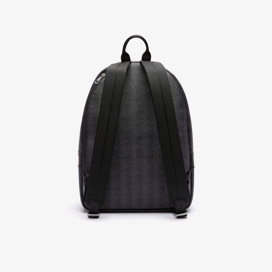 Men Lacoste Backpack | Men'S The Blend Monogram Canvas Backpack Monogram Noir Gris