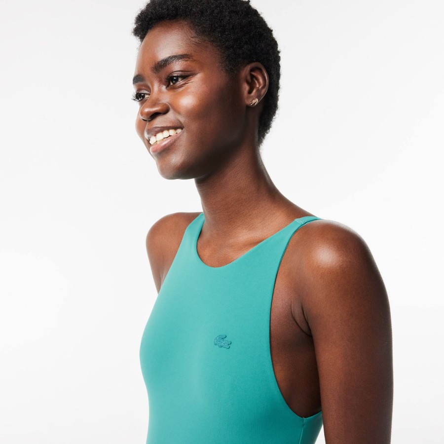 Women Lacoste Swimwear | Women'S Lacoste One-Piece Recycled Polyamide Swimsuit Blue