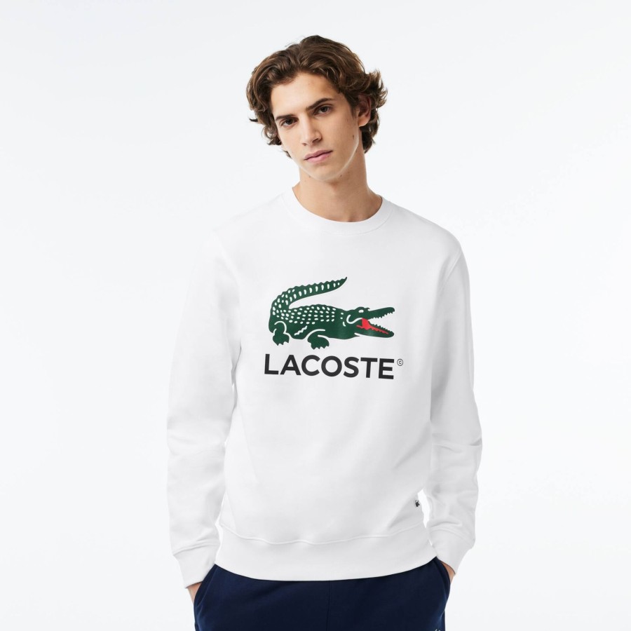 Men Lacoste Sweatshirts | Classic Fit Cotton Fleece Sweatshirt White