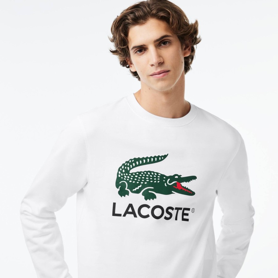 Men Lacoste Sweatshirts | Classic Fit Cotton Fleece Sweatshirt White