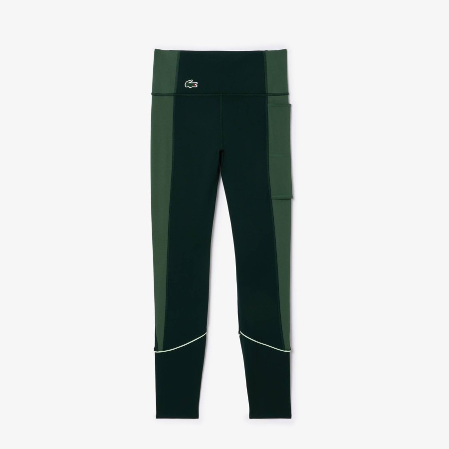 Women Lacoste Fitness & Training | Stretch Sport Leggings With Pockets Green / Dark Green Kei