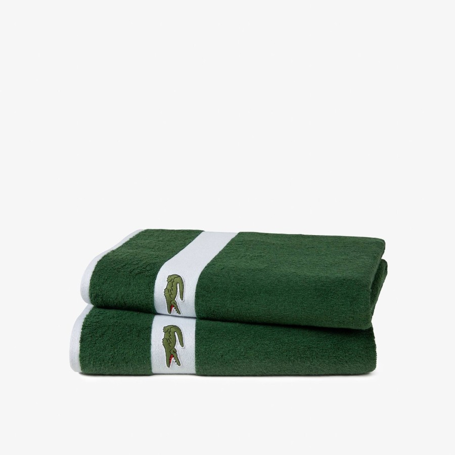 Women Lacoste Home Textile | Contrast Band Cotton L Casual Towel Green G20