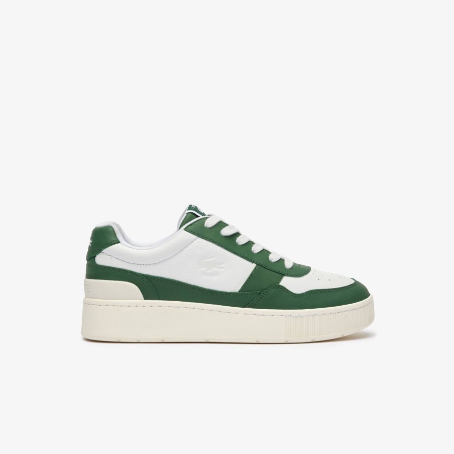 Men Lacoste Sneakers | Men'S Aceclip Premium Contrasted Leather Trainers Green & White