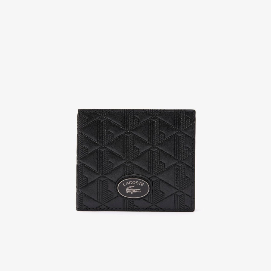 Men Lacoste Wallets & Small Leather Goods | Medium Monogram Billfold Noir