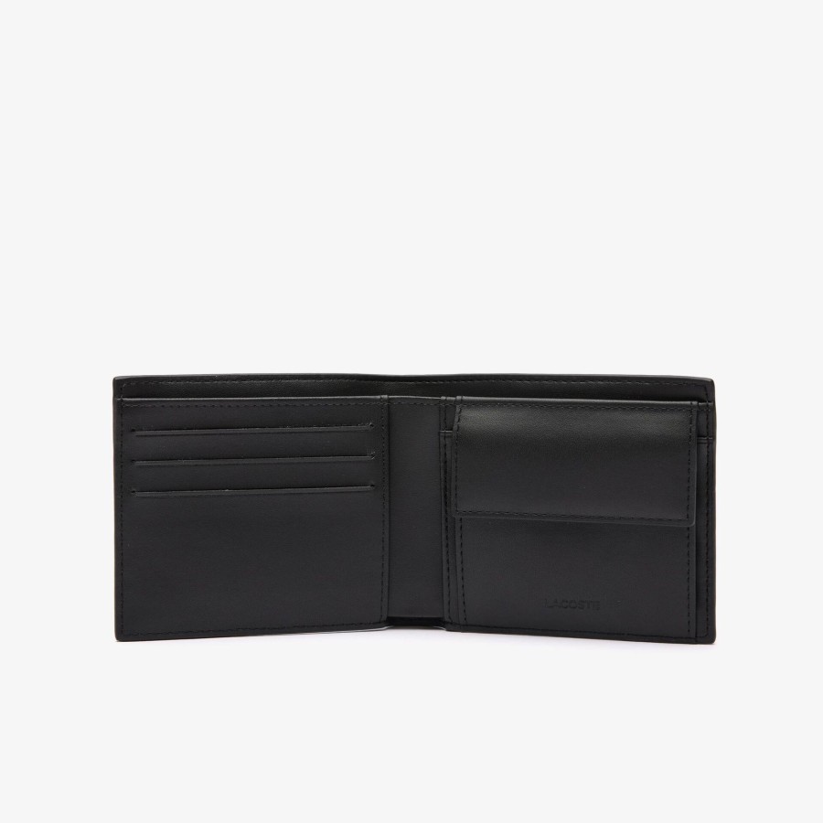 Men Lacoste Wallets & Small Leather Goods | Medium Monogram Billfold Noir