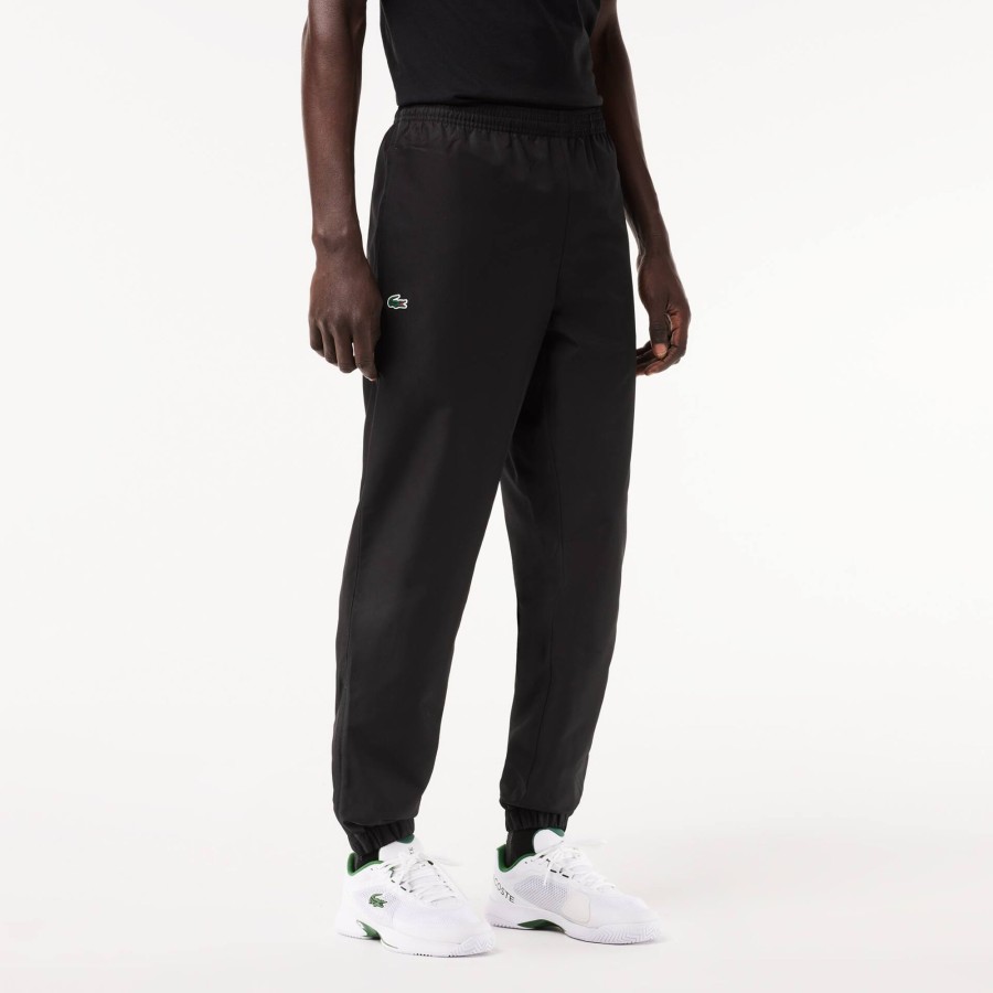 Men Lacoste Fitness & Training | Men'S Lacoste Sport Lightweight Fabric Tracksuit Trousers Black