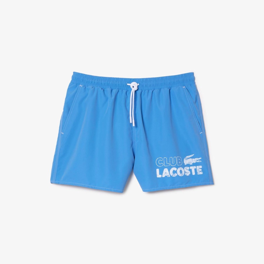 Men Lacoste Swimwear | Men'S Lacoste Quick Dry Swim Trunks With Integrated Lining Etheral Blue