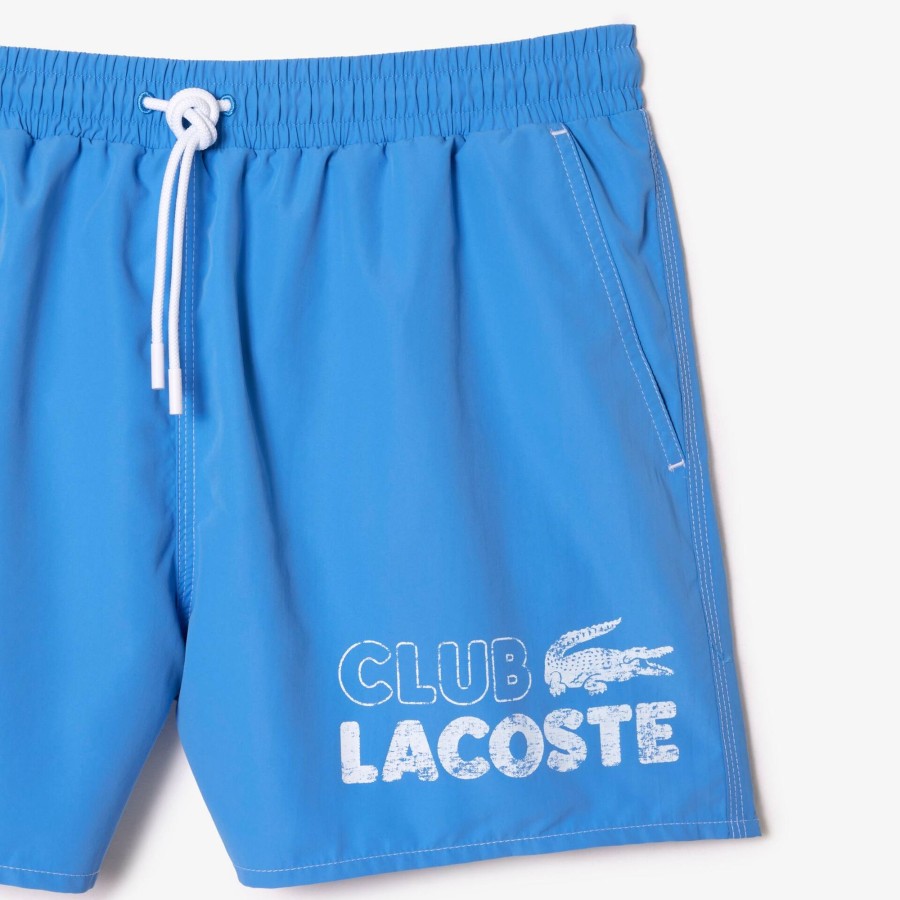 Men Lacoste Swimwear | Men'S Lacoste Quick Dry Swim Trunks With Integrated Lining Etheral Blue