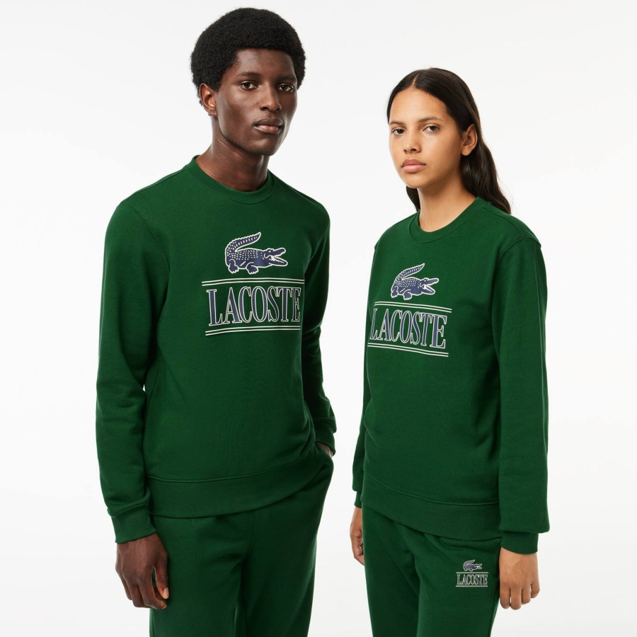 Women Lacoste Sweatshirts | Cotton Fleece Branded Jogger Sweatshirt Pine Green 132