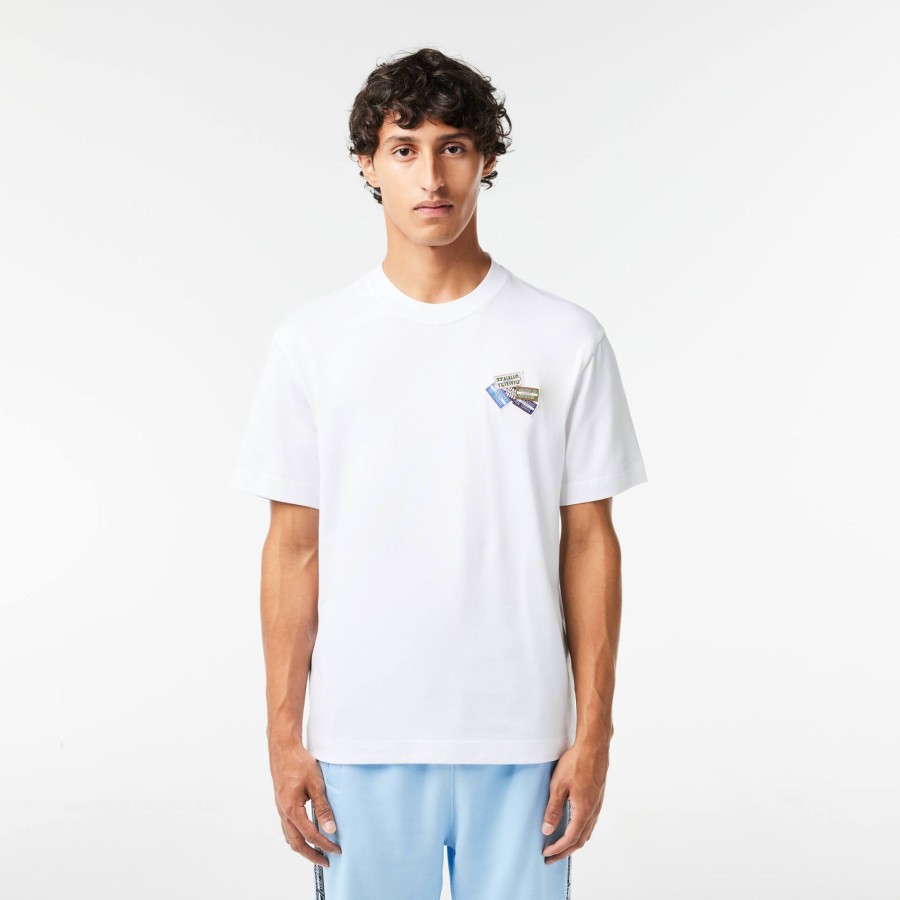 Men Lacoste T-Shirts | Heavy Cotton Jersey Multi Badge T-Shirt White