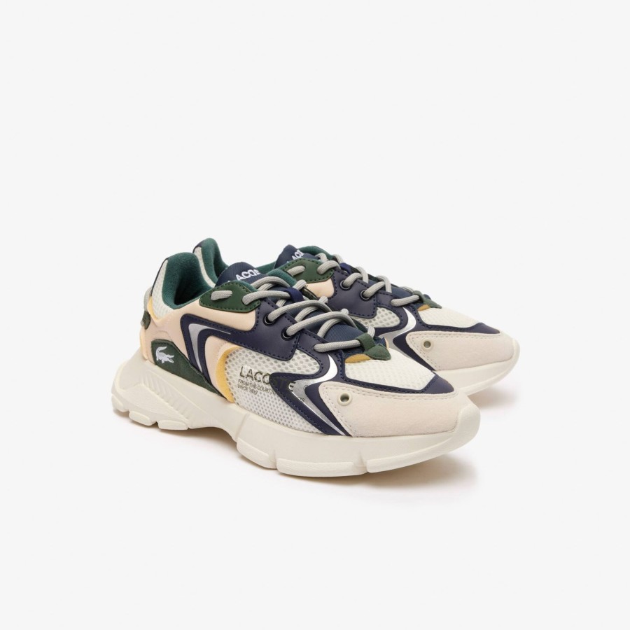 Kids Lacoste Shoes | Juniors' L003 Neo Textile Trainers Off White & Navy Wn1