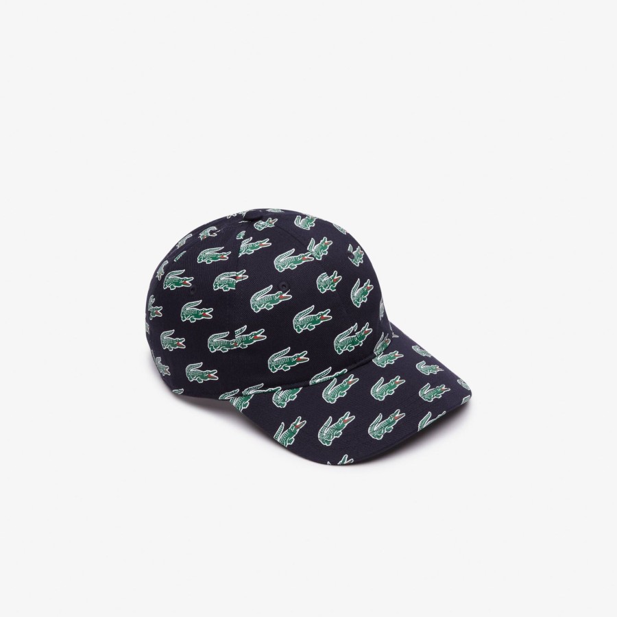 Women Lacoste Caps & Hats | Croc Print Cotton Cap Navy Blue Hde