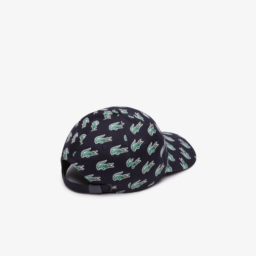 Women Lacoste Caps & Hats | Croc Print Cotton Cap Navy Blue Hde