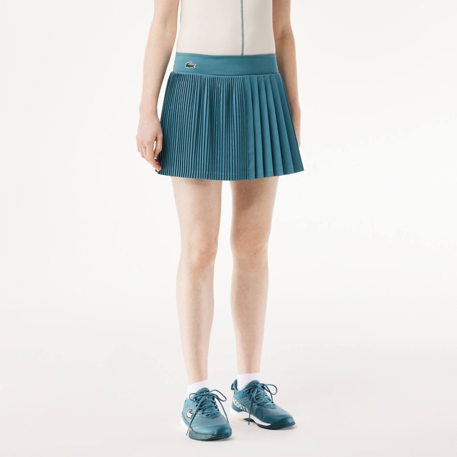 Women Lacoste Tennis | Ultra-Dry Stretch Tennis Skirt With Shorts Blue Iv5