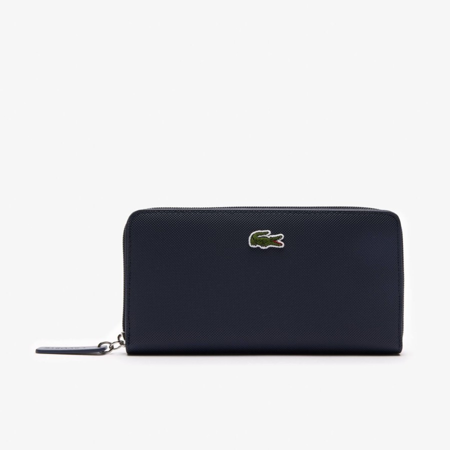 Women Lacoste Wallets & Small Leather Goods | Women'S L.12.12 Concept Petit Pique 12 Card Zip Wallet Penombre 141