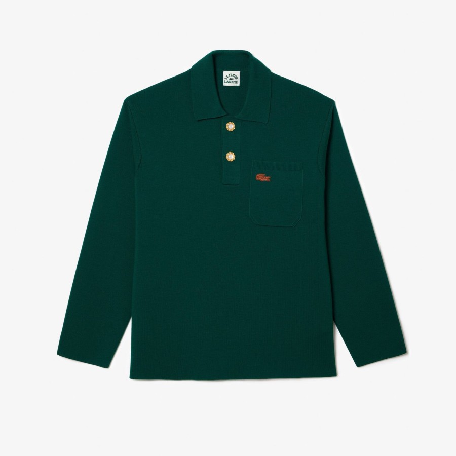 Women Lacoste Knitwear | Lacoste X Le Fleur Long Sleeved Polo Shirt Green 3M2