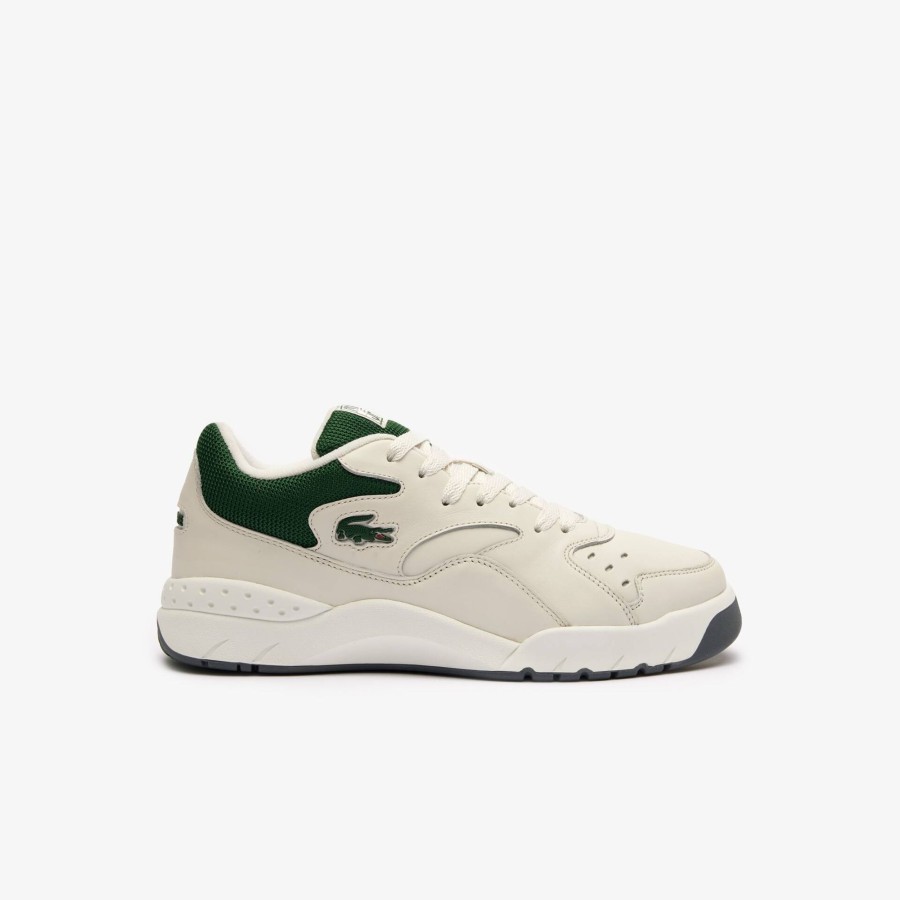 Men Lacoste Sneakers | Men'S Aceline 96 Leather Trainers Off White & Dark Green