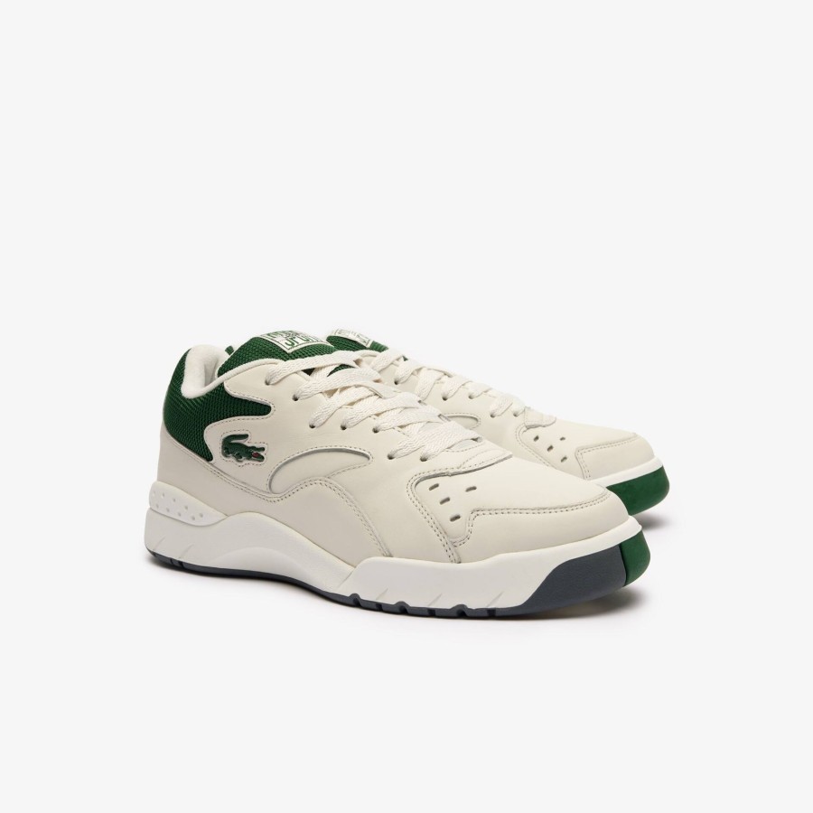 Men Lacoste Sneakers | Men'S Aceline 96 Leather Trainers Off White & Dark Green