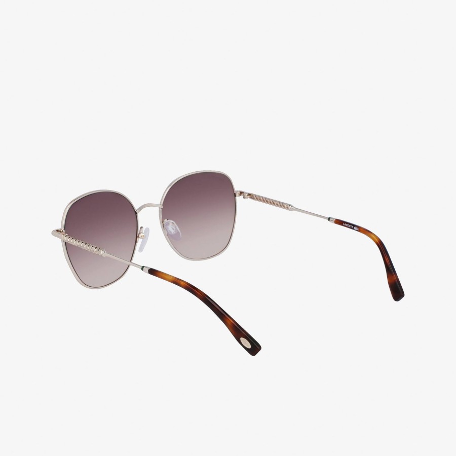 Women Lacoste Sunglasses | Oval Metal Neoheritage Sunglasses Light Gold 712