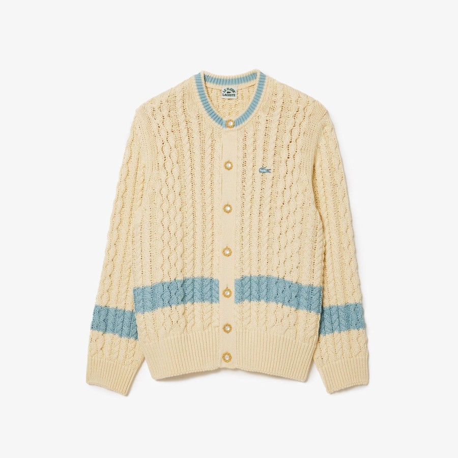 Women Lacoste Knitwear | Lacoste X Le Fleur Striped Cardigan Beige / Grey Ix1