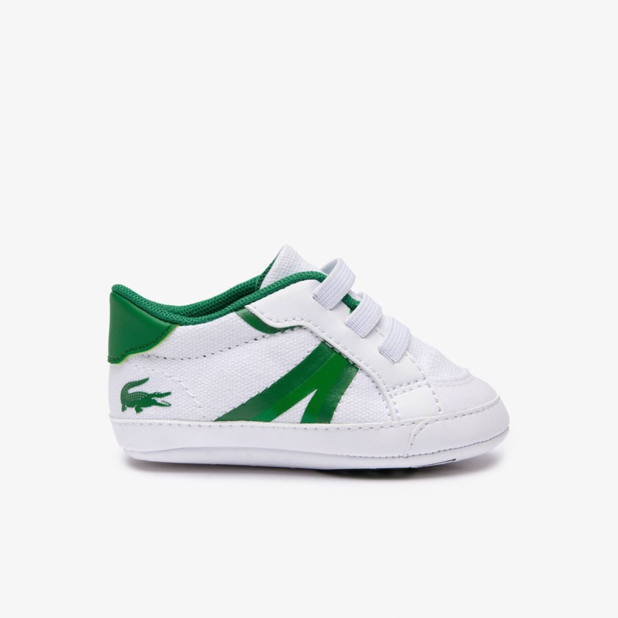 Kids Lacoste Shoes | Infants' L004 Cub Textile And Synthetic Trainers White & Green 082