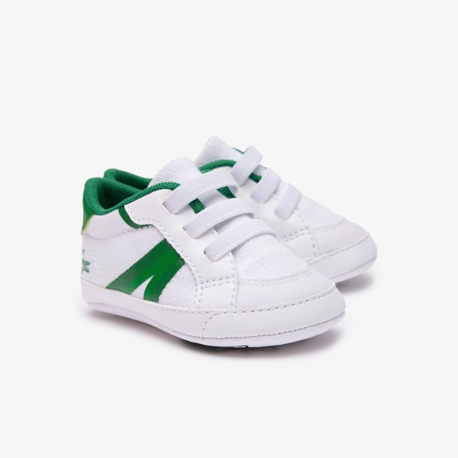 Kids Lacoste Shoes | Infants' L004 Cub Textile And Synthetic Trainers White & Green 082