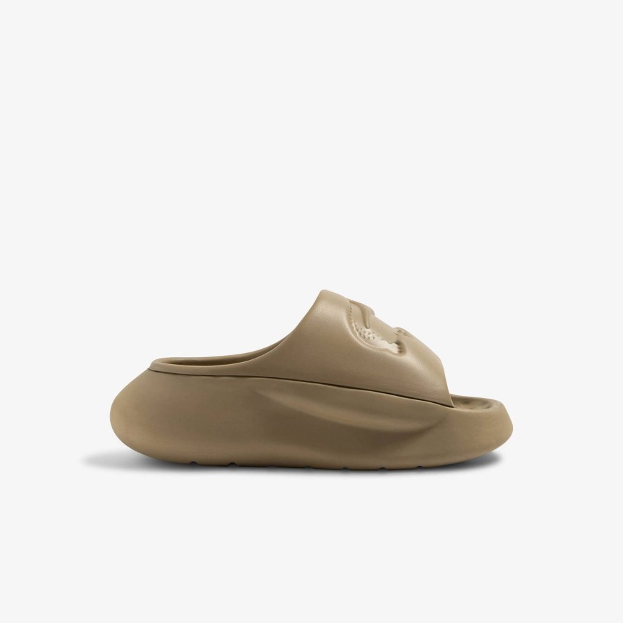 Women Lacoste Flip-Flops & Sandals | Women'S Serve Slide 3.0 Slides Light Brown / Light Brown Cj2