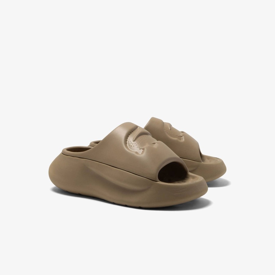 Women Lacoste Flip-Flops & Sandals | Women'S Serve Slide 3.0 Slides Light Brown / Light Brown Cj2