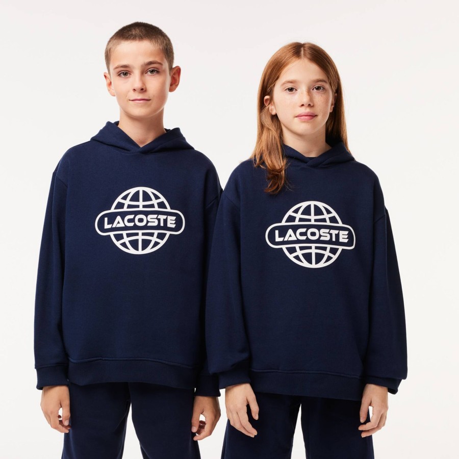 Kids Lacoste Girl Clothing | Printed Hoodie Navy Blue 166