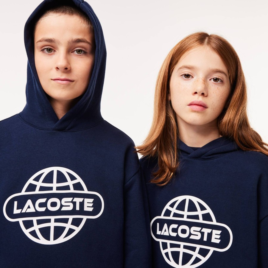 Kids Lacoste Girl Clothing | Printed Hoodie Navy Blue 166