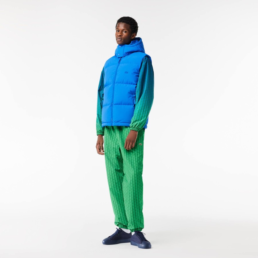 Men Lacoste Jackets & Coats | Down Gilet With Quilted Crocodile Blue