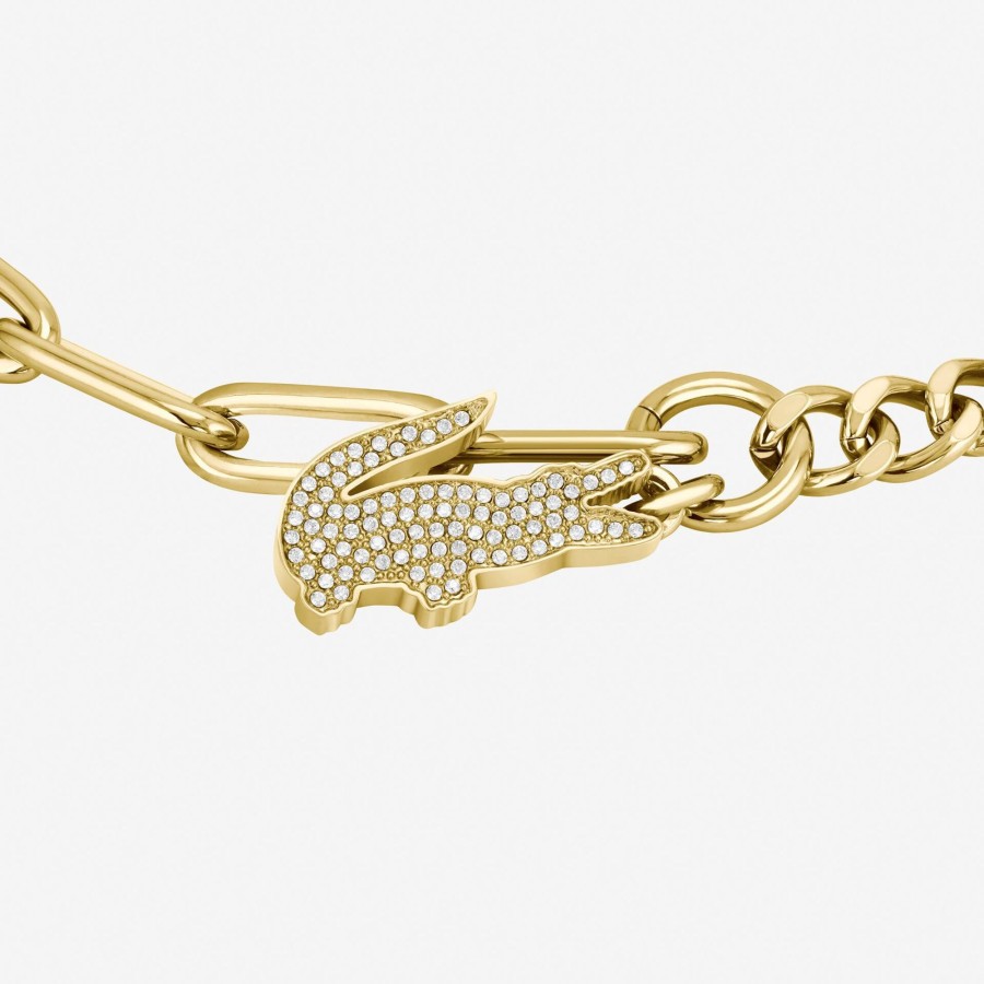 Women Lacoste Jewellery | Crocodile Bracelet Gold And Crystals 716