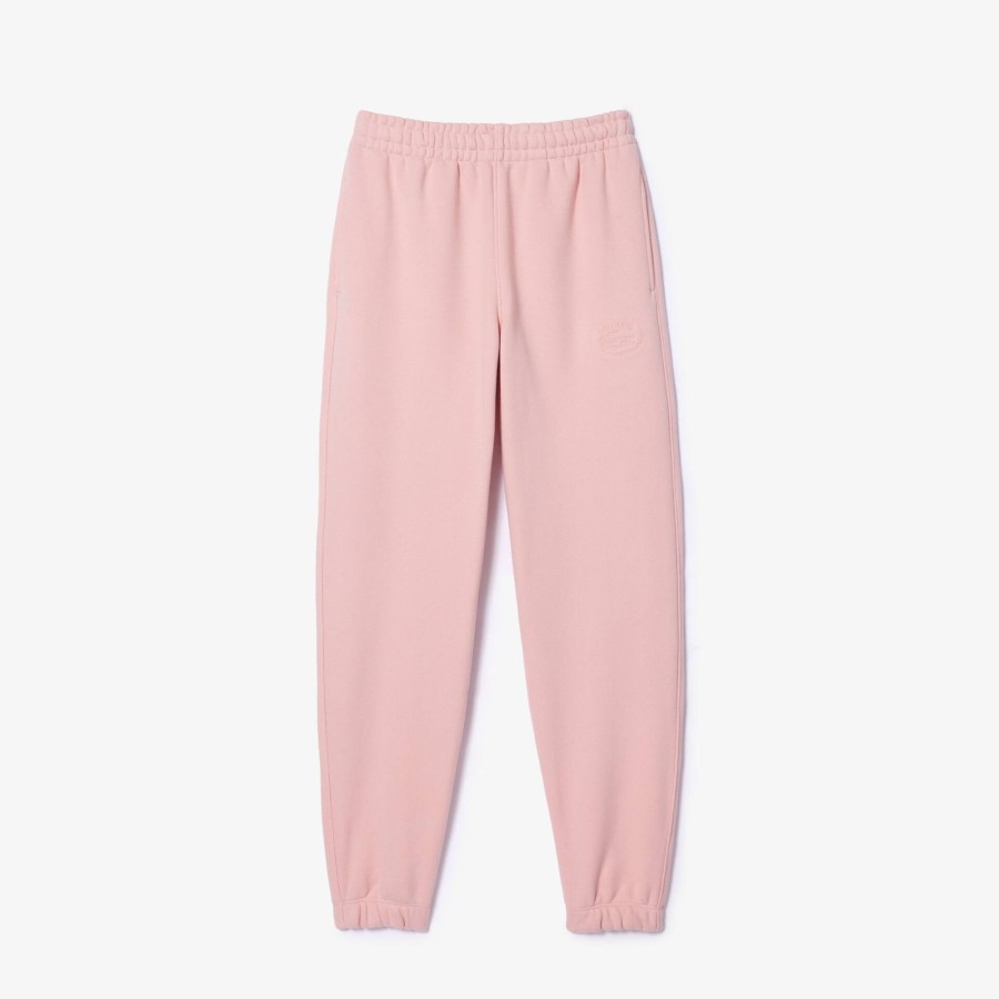 Women Lacoste Trousers & Shorts | Embroidered Jogger Track Pants Waterlily Pink Kf9