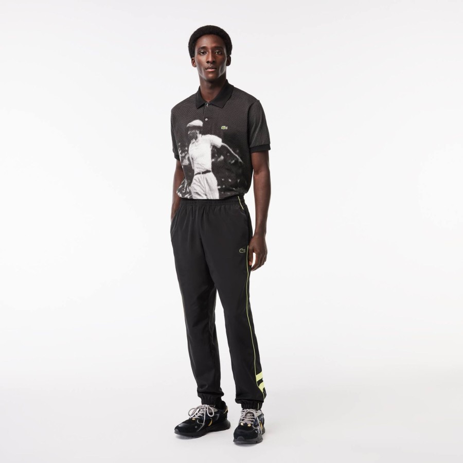 Men Lacoste Trousers & Shorts | Contrast Detail Relaxed Fit Sportsuit Track Pants Black / Flashy Yellow