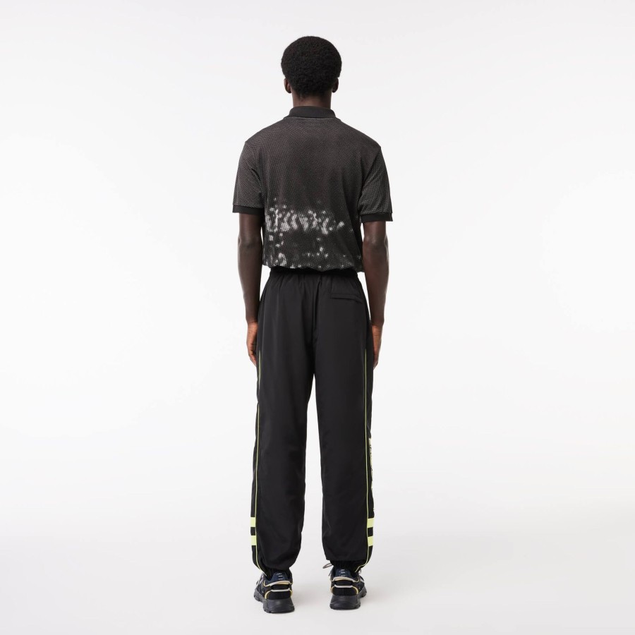 Men Lacoste Trousers & Shorts | Contrast Detail Relaxed Fit Sportsuit Track Pants Black / Flashy Yellow