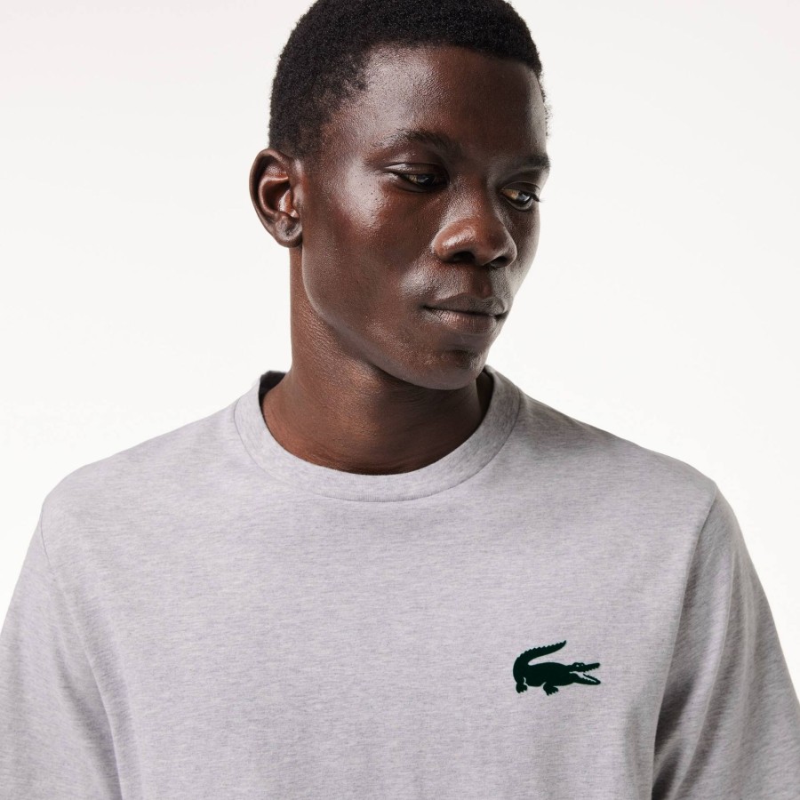 Men Lacoste Underwear & Lounge Wear | Cotton Jersey Lounge T-Shirt Grey Chine / Green