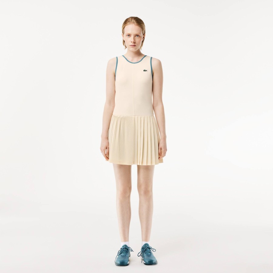 Women Lacoste Tennis | Ultra-Dry Stretch Tennis Dress And Shorts White / Blue Iv9