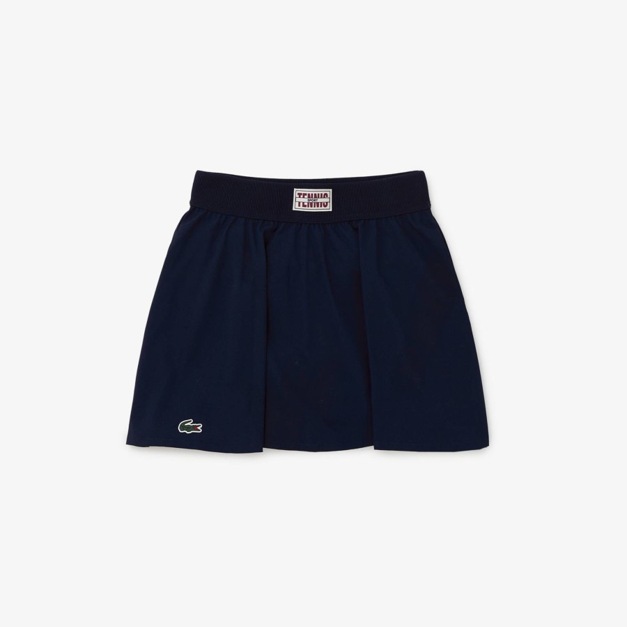 Women Lacoste Tennis | Pleat Back Ultra-Dry Tennis Skirt With Contrast Shorts Navy Blue 423