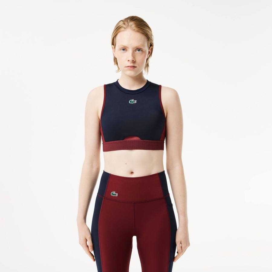 Women Lacoste Fitness & Training | Stretch Sports Bra Navy Blue / Bordeaux R1I