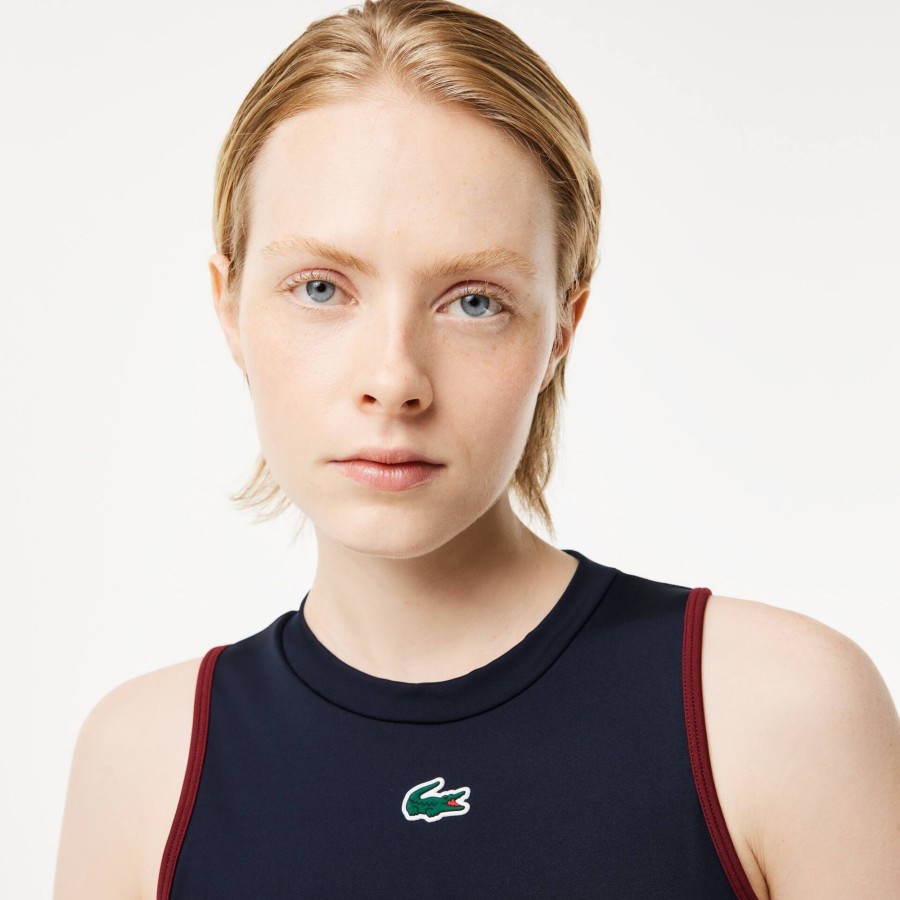 Women Lacoste Fitness & Training | Stretch Sports Bra Navy Blue / Bordeaux R1I