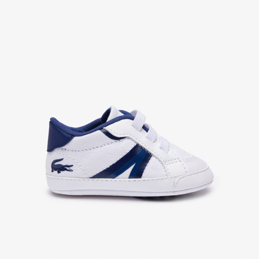 Kids Lacoste Shoes | Infants' L004 Cub Textile And Synthetic Trainers White & Blue 080