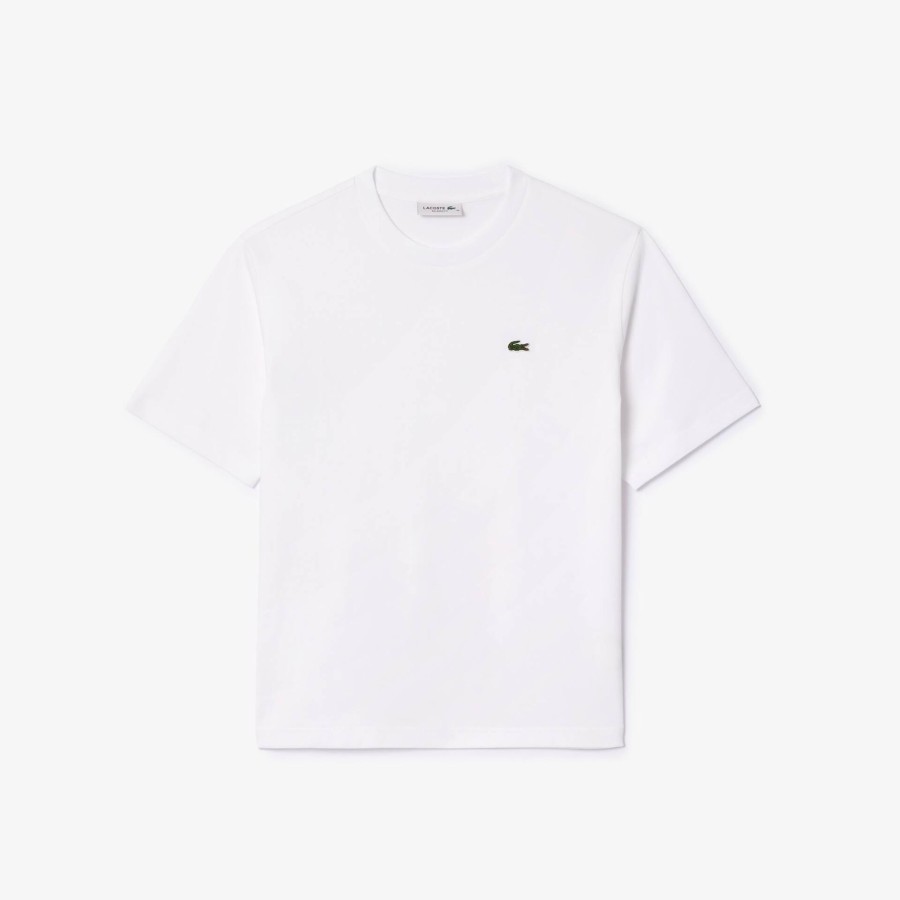 Women Lacoste T-Shirts | Relaxed Fit Lightweight Cotton Pima Jersey T-Shirt White 001