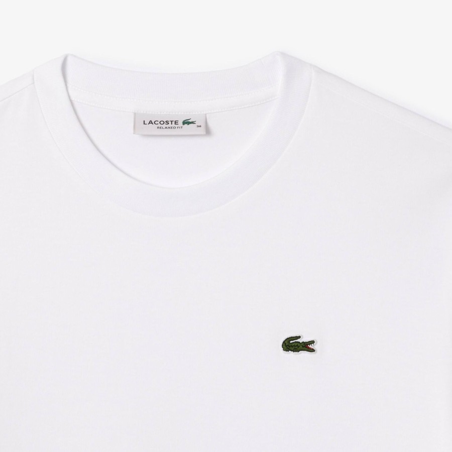 Women Lacoste T-Shirts | Relaxed Fit Lightweight Cotton Pima Jersey T-Shirt White 001