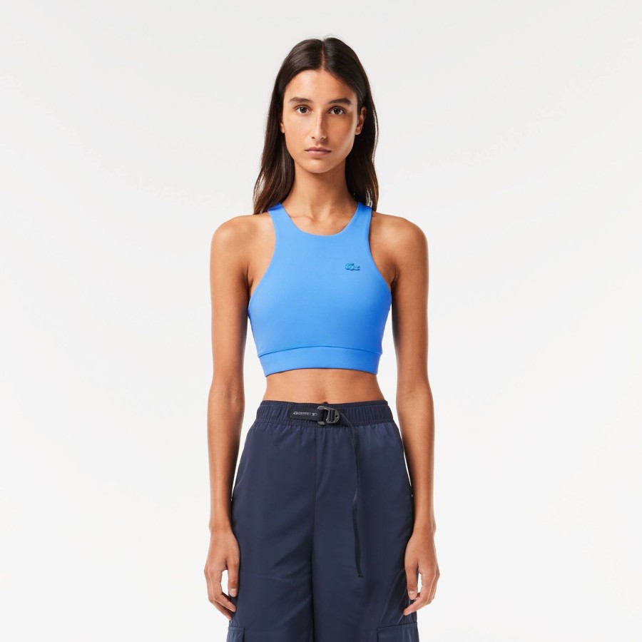 Women Lacoste Bras & Leggings | Women'S Lacoste Quick-Dry Recycled Polyamide Stretch Bra Etheral Blue L99