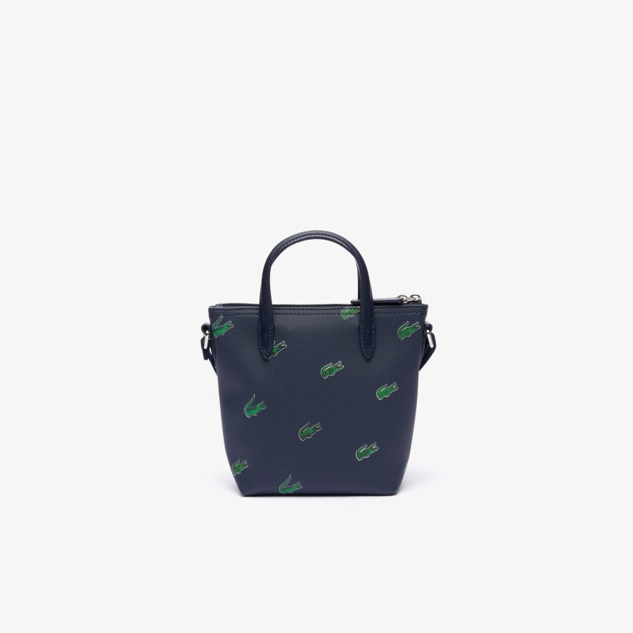 Women Lacoste Bags | Croc Print Mini Cross-Body Tote Peacoat 021