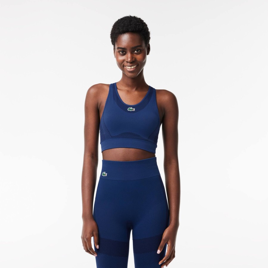 Women Lacoste Fitness & Training | Lacoste Sport Seamless Stretch Bra Navy Blue F9F